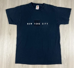VTG Y2K New York City NYC Black T Shirt Embroidered Heavy Cotton Size Medium - Picture 1 of 6