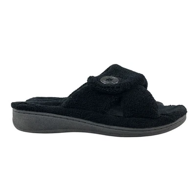 Sandalias sin cordones Vionic para mujer talla 5 Pauline negras punta abierta piel sintética Foto 1 de 4