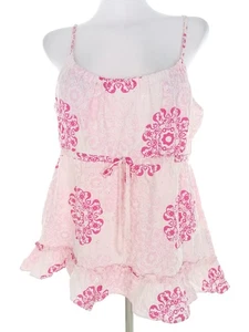 Tommy hilfiger Size M Pink Peplum Blouse Cotton 100% Sleeveless Embroidery - Picture 1 of 5
