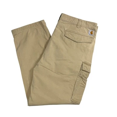 Carhartt Relaxed Fit Canvas Cargo Pants Khaki Men's 40x34 Tan Work Utility - Image 1 of 4