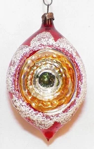 Christmas Ornament Reflector Indent Red Gold Green White Glitter Fantasia #111 - Picture 1 of 5