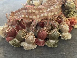 Vintage French Tassel Fringe Trim Embellishment 2 Yards Pink Green Gold New - Picture 1 of 7
