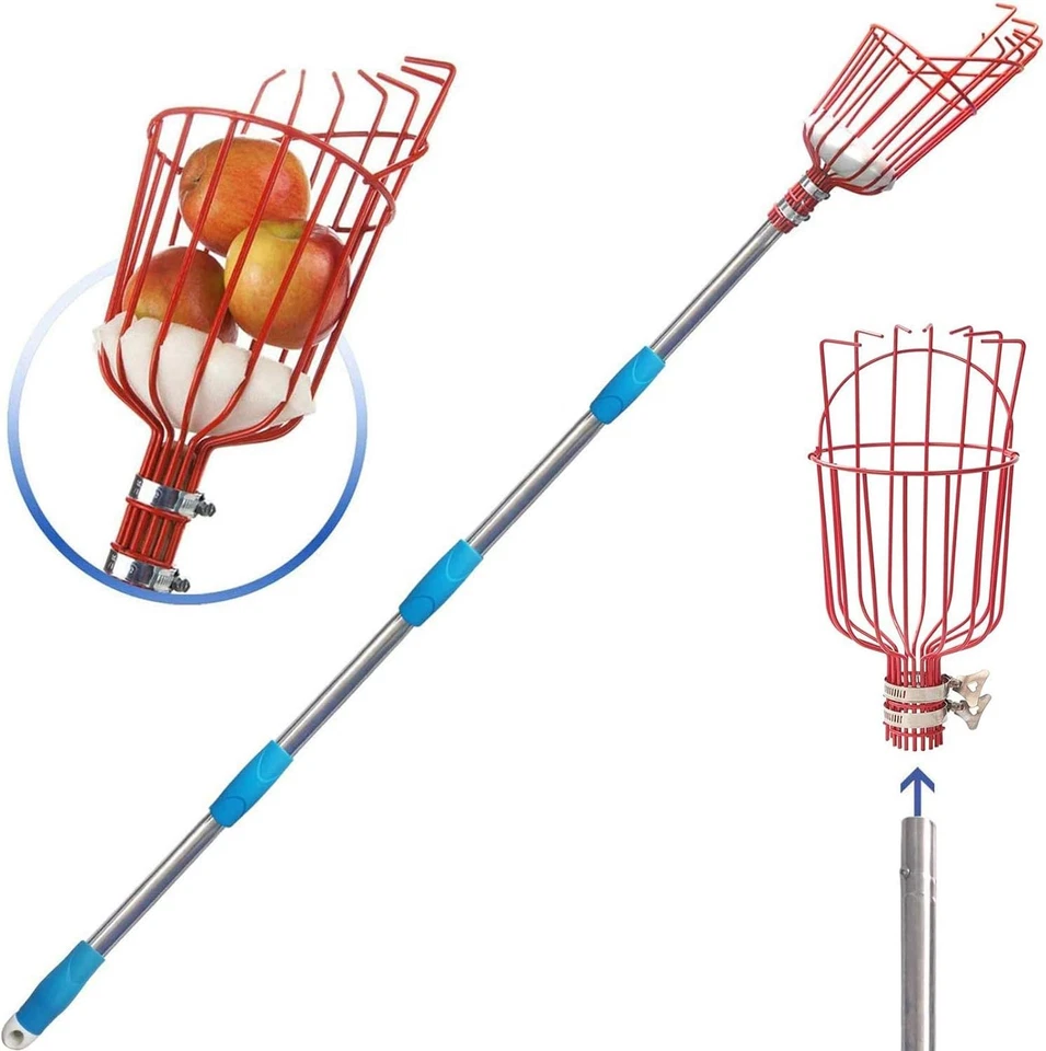 COCONUT Fruit Picker Tool Fruit Picker Pole with Basket Height Adjustable - 8FT