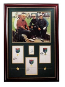 Palmer/Nicklaus + Multi Signed 16x20 Photo British Open Bridge Framed PSA 195715 - Bild 1 von 6