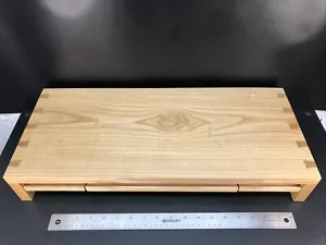 Supporto per monitor legno di cenere 3 cassetti scrivania computer alzata organizzatore di stoccaggio unico - Foto 1 di 12