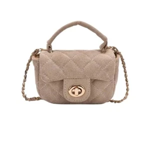 Beige Mini weiches Wildleder gesteppte Umhängetasche elegante Clutch/Tasche/Tasche - Bild 1 von 4