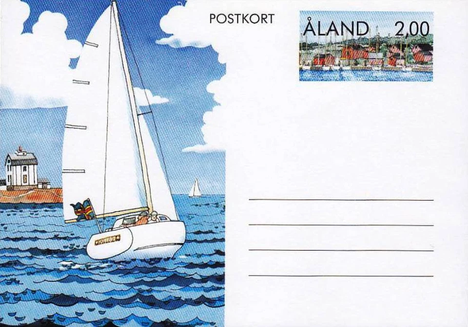 ALAND Is. VELA YATE SIN USAR POSTAL ESTACIONARIO 1990 Foto 1 de 1