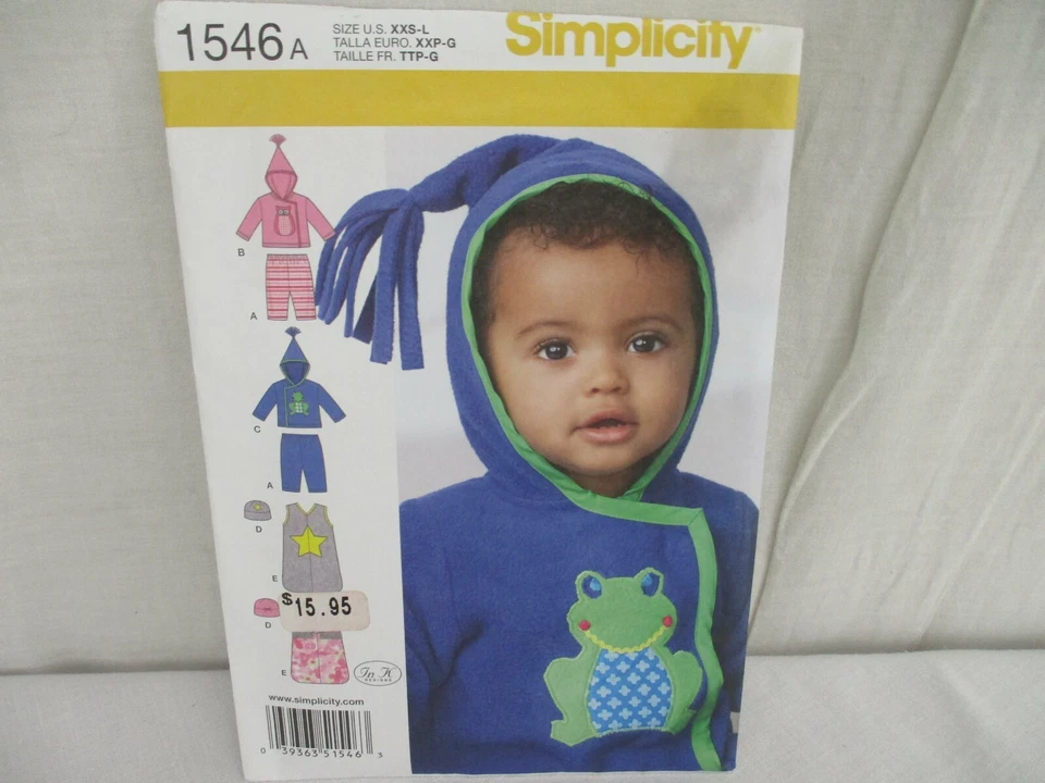 Simplicity 1546 A Baby Infant Pants Jacket Hat Sack XXS 1 to 18 m Sewing Pattern - Image 1 of 4