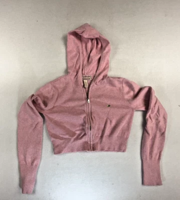 Женский розовый свитер с капюшоном на молнии Y2K aeropostale размер большой укороченный кокетка - Изображение 1 из 4