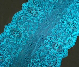 Lencería de encaje turquesa floral elástica de 3 yardas de 9" de ancho, diadema, guantes, arco y0454 - Imagen 1 de 2