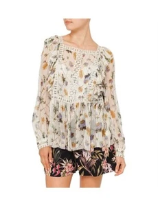 ZIMMERMANN Rife Dandelion Floral Silk Blouse - Size 0 (Aus 8) - $550 - Picture 1 of 12