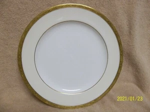 VTG. MINTON DINNER PLATE GOLD ENCRUSTED BAND- CREAM BORDER ON WHITE 10 1/8" - Picture 1 of 12