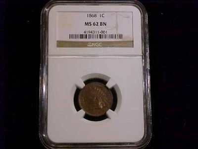 1868 Indian Head Cent, NGC MS 62 Brown WITH REVERSE CUD!! - Image 1 of 4