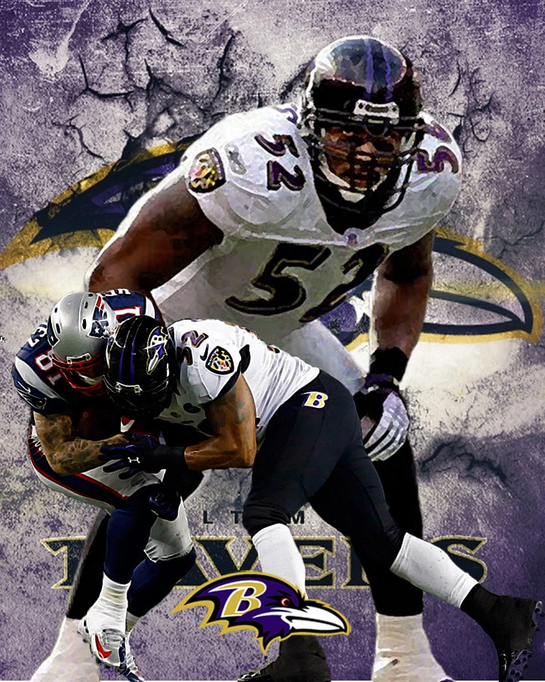 Impresión litográfica de los Baltimore Ravens de Ray Lewis. Foto 1 de 1