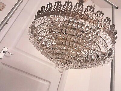 Antique Large French  Crystal Chandelier 10 Tier 1950  • 75£