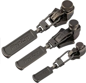 *NEW FixnZip (Black Nickel 3 Pack S,M,L) Universal Zipper Repair Kit for Jackets - Picture 1 of 7