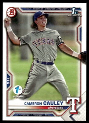 2021 Bowman Draft 1st Edition Cameron Cauley #BD-192 1st Texas Rangers - Image 1 of 2