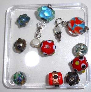 10 Lampwork Glass Beads Fancy Swirls And Bumpy Designs - Picture 1 of 1