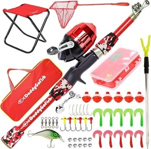 Spincasting Kids Fishing Rod with Loaded Tackle Box - Perfect Outdoor Set - Picture 1 of 9