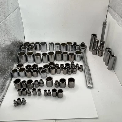Lote de 75 piezas de enchufes Craftsman USA SAE MÉTRICO 1/4” 3/8” 1/2” Drive V VV G G2 Foto 1 de 4