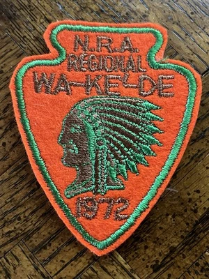 VINTAGE 1972 “NRA REGIONAL WA-KE-DE” Felt Patch - Image 1 of 2
