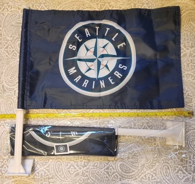 Seattle Mariners MLB 12X18 Inch Baseball Car Window 2-Sided Flag Set Of 2 - Image 1 of 2