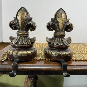 Fleur De Lis Stocking Holders Set Of 2 French Traditional Christmas Classic - Picture 1 of 6