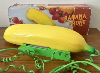 BANANA  TELEPHONE + Original Cardboard Box - 1980s Retro Vintage Collectible - Image 1 of 4