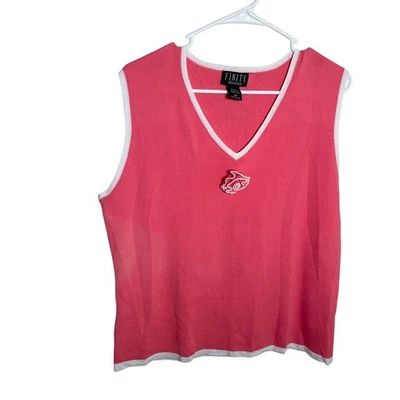 Finity 毛衣女式 2X 粉色玫瑰无袖针织背心花卉 V 领 — 第 1/4 张图片