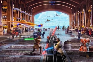 Thomas Kinkade Liberazione di Naboo - Star Wars Prova d'artista su carta 18x12 - Foto 1 di 1