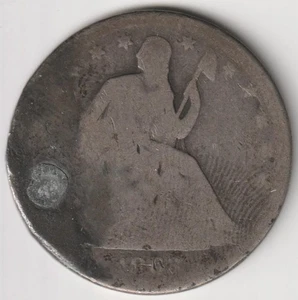 SCARCE DATE 1863 (P) LIBERTY SEATED HALF DOLLAR AG DETAILS PLUGGED - Picture 1 of 2