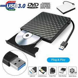 High Speed PC External USB 3.0 DVD RW CD ROM Writer Drive Burner Reader Player - Afbeelding 1 van 11