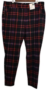 SO Mujer Talla XXL Leggings Pantalones Rojo y Azul Cuadros Cintura Elástica 29" Entrepierna Nuevo - Imagen 1 de 7