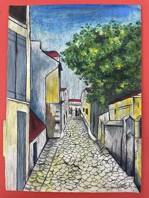 Maurice Utrillo (Handmade) Drawing mixed media on paper signed & stamped - Image 1 of 4