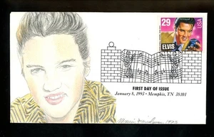 US FDC #2721 Friedman Hand Drawn HD Colored HC 1993 TN Elvis Presley Music - Picture 1 of 2