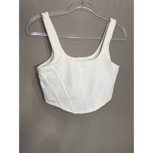 Nike Sports Bra Women Large White Dri Fit Speed Corset Tank Crop Street Athletic - Picture 1 of 13