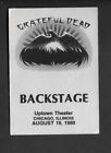 Grateful Dead GO TO HEAVEN TOUR Authentic Back Stage Pass CHICAGO August 1980