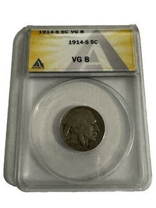 1914-S .05  ANACS  VG 8  Buffalo Nickel, Indian Nickel, 5 Cent Piece - Picture 1 of 3