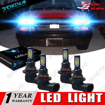 Combo de faros delanteros LED de 8000 k de haz alto y bajo para Chevrolet S10 1999-2004 Foto 1 de 4