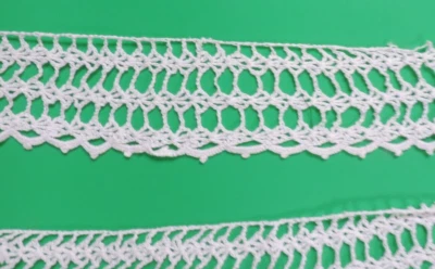 1940s Hand Crochet Lace Edge/Trim Piece in White 1.25" x 53" - Image 1 of 3