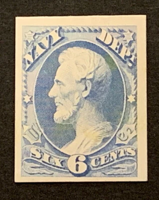 Travelstamps: US Stamps Scott #O38P4 6c Navy Department Official Proof on Card - Image 1 of 4