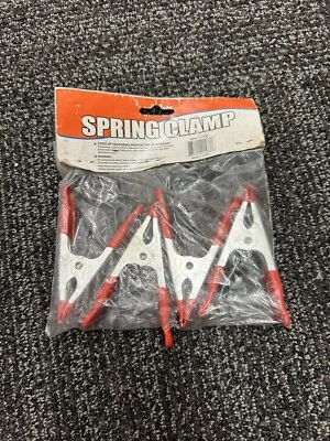 4" Metal Spring Clamps | Zinc-Plated Steel | Ergonomic Red Rubber Grip - Image 1 of 4