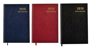 2019 Diary Week to View A5 Diary Hard Backed Cover Office -  Red / Black / Blue