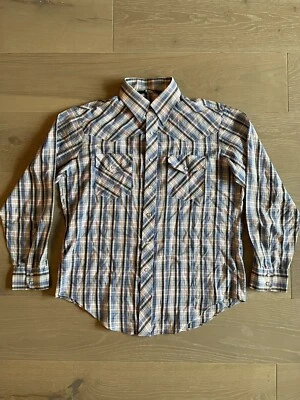 CAMISA WESTERN JCPENNEY VINTAGE AÑOS 70 AZUL CUADROS POLIALGODÓN HOMBRE GRANDE Foto 1 de 4
