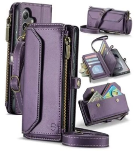 Crossbody Case Wallet【RFID Blocking】 with 10 for Samsung Galaxy S24 Plus Purple - Picture 1 of 7