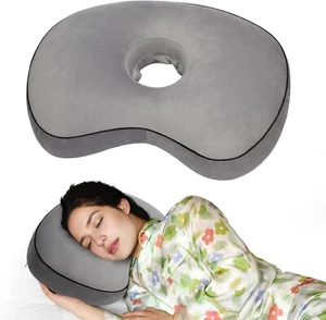 1x Orthopedic Ear Piercing Pillow for Side Sleepers Pain Relief Removable Cover - Picture 1 of 7