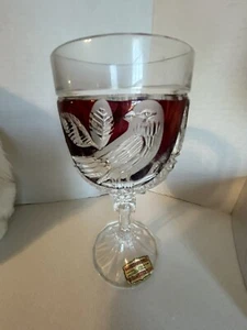 Hofbauer Byrdes 24% Lead Crystal Wine Glass Cut to Clear Vintage W. Germany  EUC - Picture 1 of 8