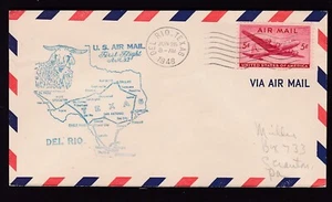 FIRST FLIGHT AM-82, U.S. AIR MAIL, DEL RIO, TEXAS 1948 - Picture 1 of 2