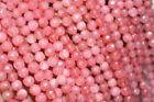 Faceted 4mm Natural Pink Rhodochrosite Gemstone Round Loose Beads 15'' Strand