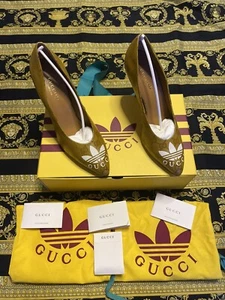 New 100% Auth Gucci X Adidas GG Supreme Monogram Pumps Heels Shoes G 36 - Picture 1 of 7